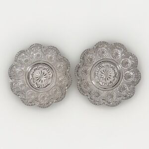 Brockway Glass Co. American Concord Clear Saucer Plate Scalloped Edges Set of 2